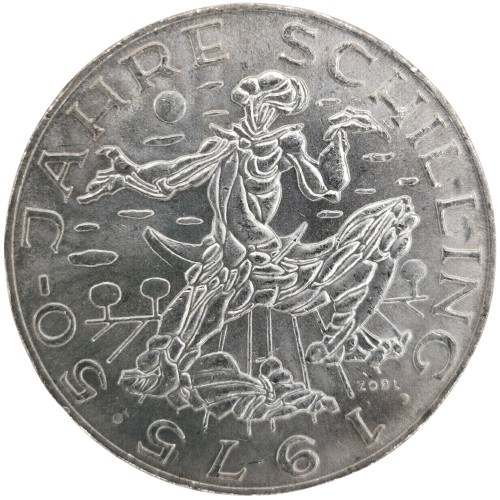 100 Schilling 1975 Rakúsko, 50th Anniversary - Schilling
