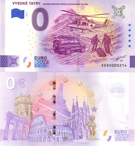 0 euro suvenír 2026/4 Slovensko UNC, Vysoké Tatry - Horská služba (ND)