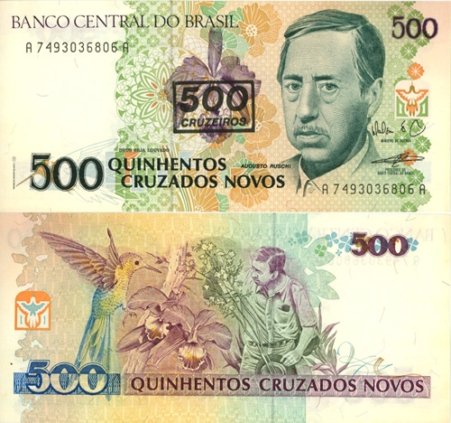 500 Cruzados 1990 Brazília UNC séria A*A
