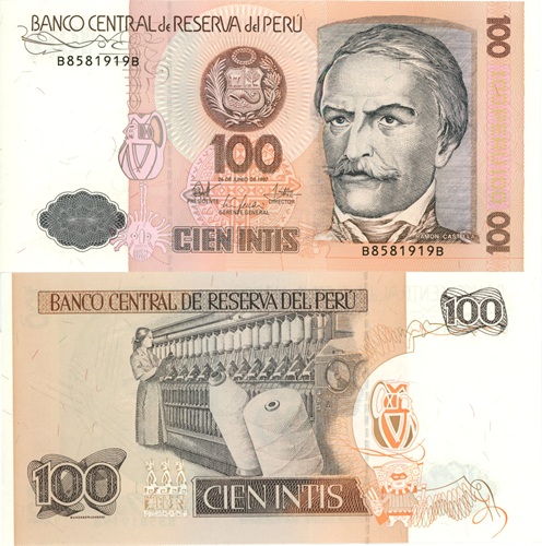 100 Intis 1987 Peru UNC séria B*B