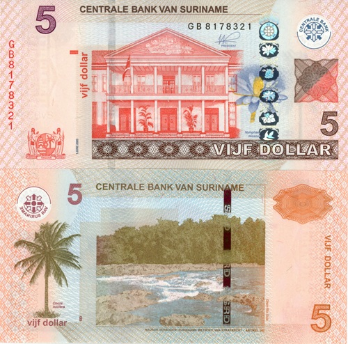 5 Dollars 2020 Surinam UNC séria GB