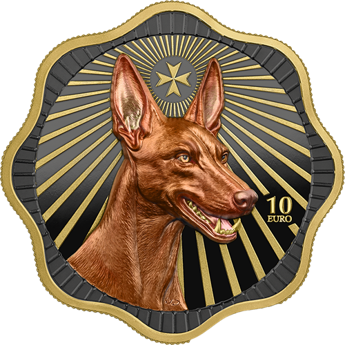 10 euro 2026 Malta BU farbená High Relief 2 Oz Ag, Maltese Pharaoh Hound