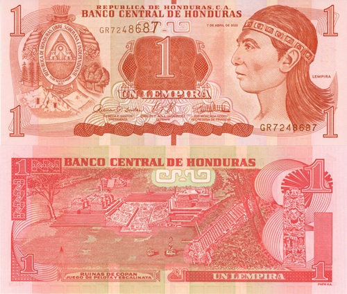 1 Lempira 2022 Honduras UNC séria GR