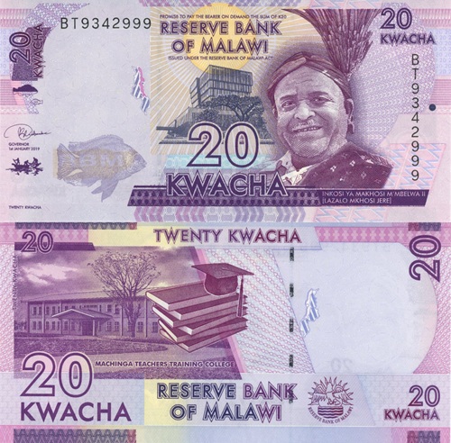 20 Kwacha 2019 Malawi UNC séria BT