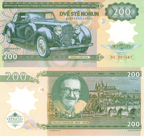 200 Korún 2026 UNC Zapadlík, Lagonda V12 séria DC