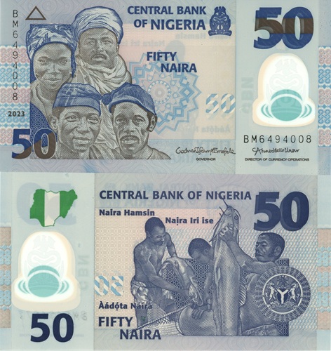 50 Naira 2023 Nigéria UNC séria BM