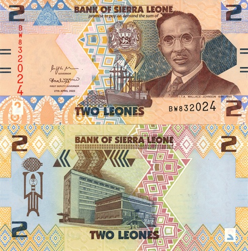 2 Leones 2022 Sierra Leone UNC séria BW