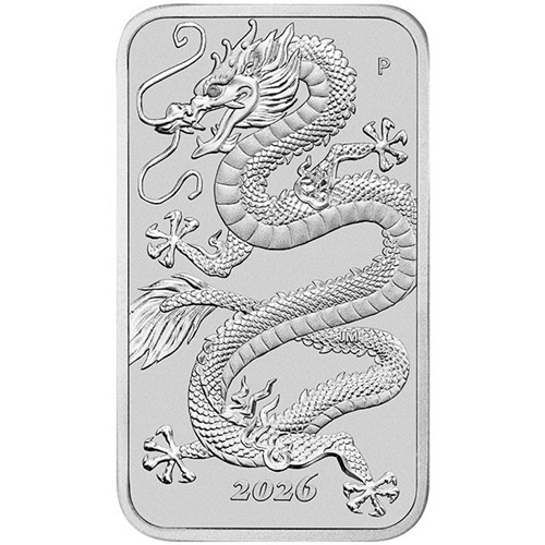 Dollar 2026 Austrália BU 1 Oz Ag, Dragon Rectangular