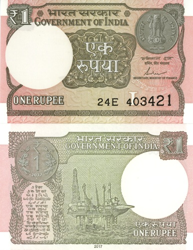 1 Rupee 2017 India UNC séria 24E