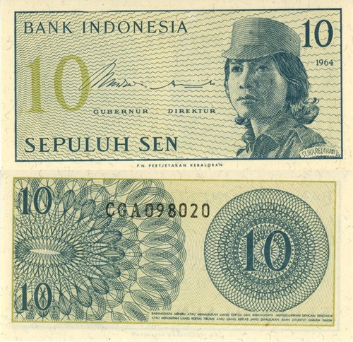 10 Sen 1964 Indonézia UNC séria CGA