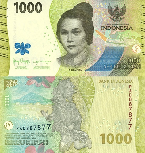 1000 Rupiah 2023 Indonézia UNC séria PAD