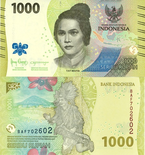 1000 Rupiah 2022 Indonézia UNC séria BAF