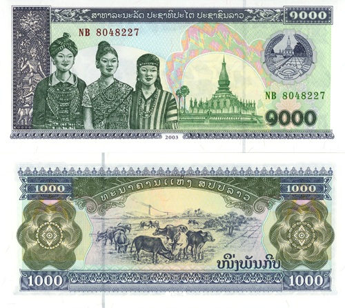 1000 Kip 2003 Laos UNC séria NB