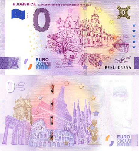 0 euro suvenír 2026/1 Slovensko UNC, Budmerice (zlatý hologram)