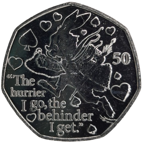 50 Pence 2021 Isle of Man UNC, White Rabbit