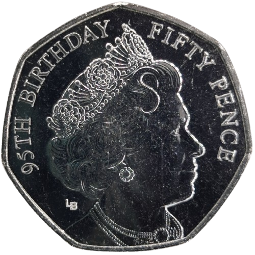 50 Pence 2021 Isle of Man UNC, 95th Ann. Queen Elizabeth II