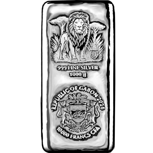 10000 Francs CFA 2026 Gabon, 1 Kg Ag Savanna Spirits -  Lion