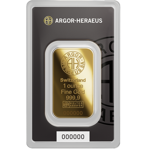 Investičné zlato - zlatá tehlička 1 Oz 31,1g 999,9 Au, Argor-Heraeus (Nový dizajn)