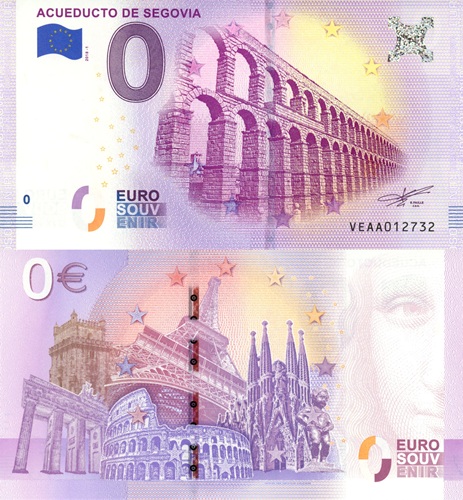 0 euro suvenír 2018/1 Španielsko UNC Acueducto de Segovia