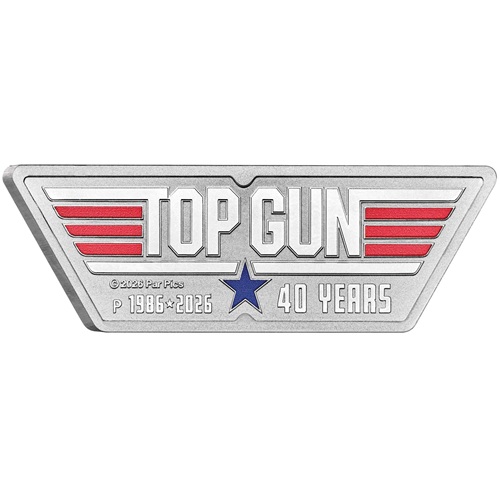 Dollar 2026 Tuvalu BU farbená 1 Oz Ag, 40 Years of Top Gun - Logo