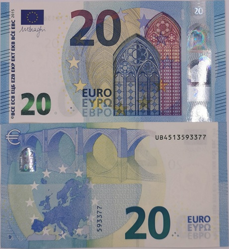 20 euro 2015 EU UNC Mario Draghi UB/U020F2 (Francúzsko)