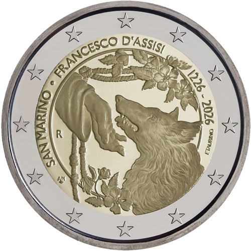 2 euro 2026 San Maríno PROOF, František z Assisi