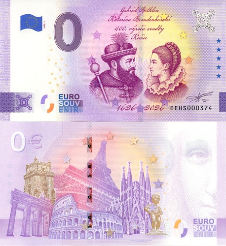 0 euro suvenír 2026/1 Slovensko UNC, Gabriel Bethlen a Katarína (ND)