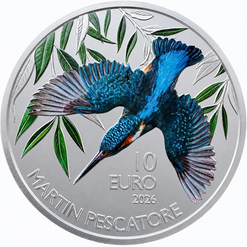 10 euro 2026 San Maríno BU farbená, Eurasian Kingfisher