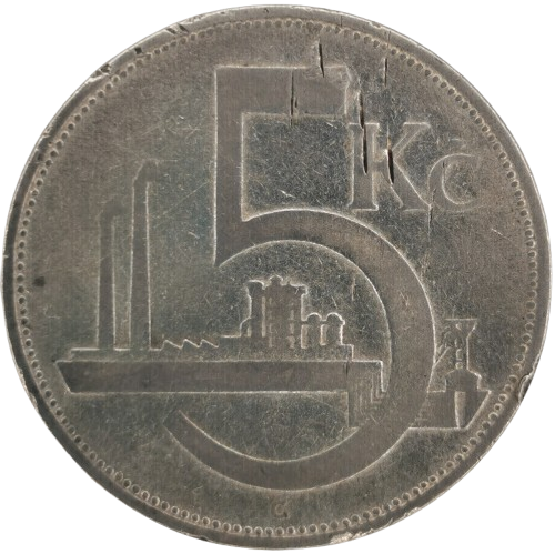 5 Koruna 1930 Československo (ťuknutá hrana, škrabance)
