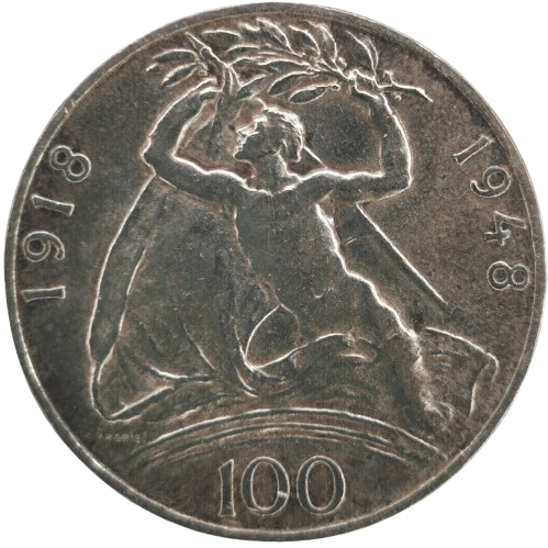 100 Koruna 1948 Československo, 30. výročie vzniku ČSR 