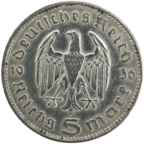 5 Reichsmark 1936 J Nemecko - Tretia ríša (Orlica bez svastiky)