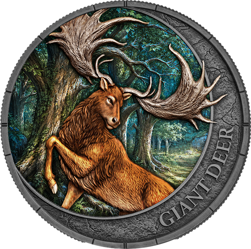 20 Dollars 2026 Libéria BU UV light 1 Oz Ag, Megafauna -  Giant Deer Oblivion