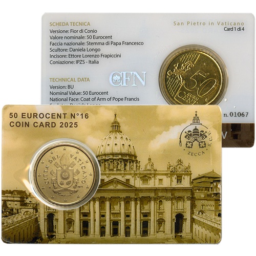 50 Cent 2025 Vatikán BU karta č.16 Basilicas - Saint Peter