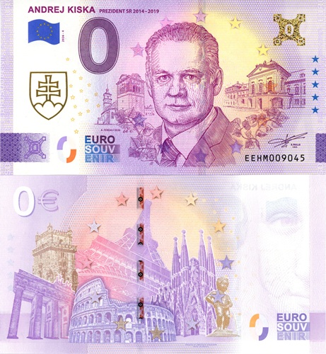 0 euro suvenír 2026/4 Slovensko UNC, Andrej Kiska (prítlač)