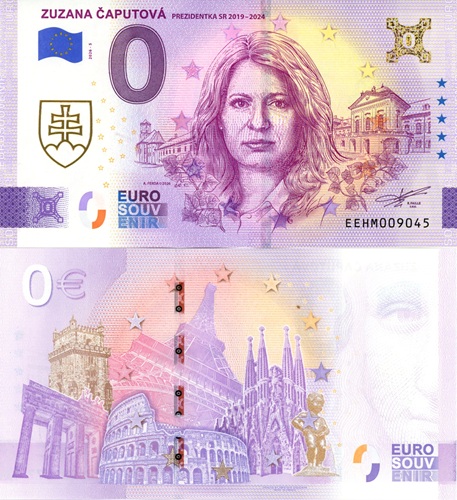 0 euro suvenír 2026/5 Slovensko UNC, Zuzana Čaputová (prítlač)