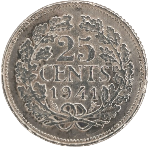 25 Cents 1941 Holandsko, Wilhelmina (škrabance)