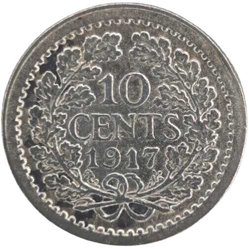 10 Cents 1917 Holandsko, Wilhelmina (fľaky)