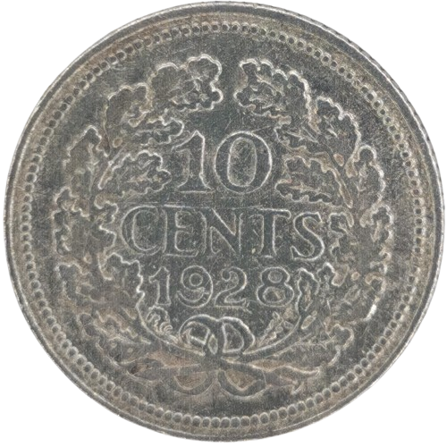 10 Cents 1928 Holandsko, Wilhelmina 