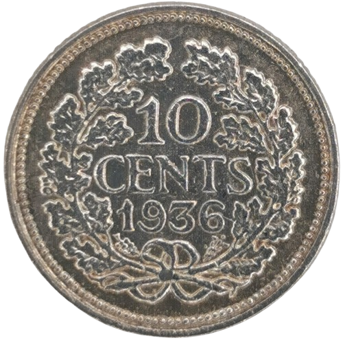 10 Cents 1936 Holandsko, Wilhelmina 