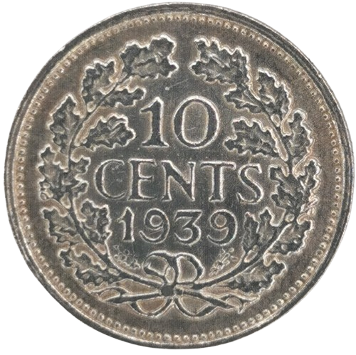 10 Cents 1939 Holandsko, Wilhelmina 