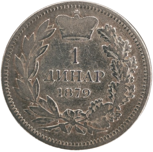 1 Dinar 1879 Srbsko, Milan I.