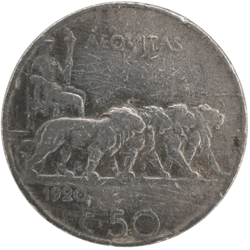 50 Centesimi 1920 Taliansko, Viktor Emanuel III.