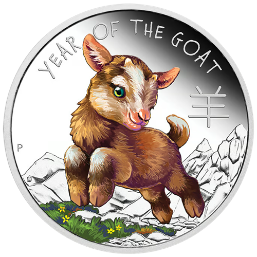 50 Cents 2027 Tuvalu PROOF farbená 1/2 Oz Ag Lunar III: Baby Goat