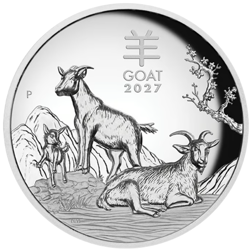 Dollar 2027 Austrália PROOF High Relief 1 Oz Ag, Lunar III. – Year of the Goat