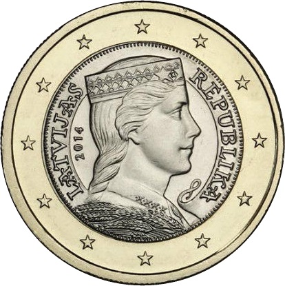 1 euro 2014 Lotyšsko ob.UNC