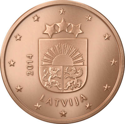 1 cent 2014 Lotyšsko ob.UNC