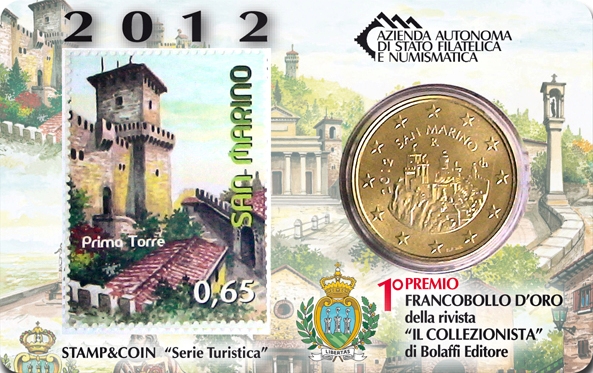 50 cent  + 0,65 € známka 2012 San Marino ob.UNC coincard