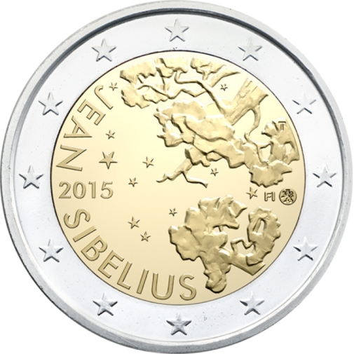 2 euro 2015 Fínsko cc.UNC, Jean Sibelius