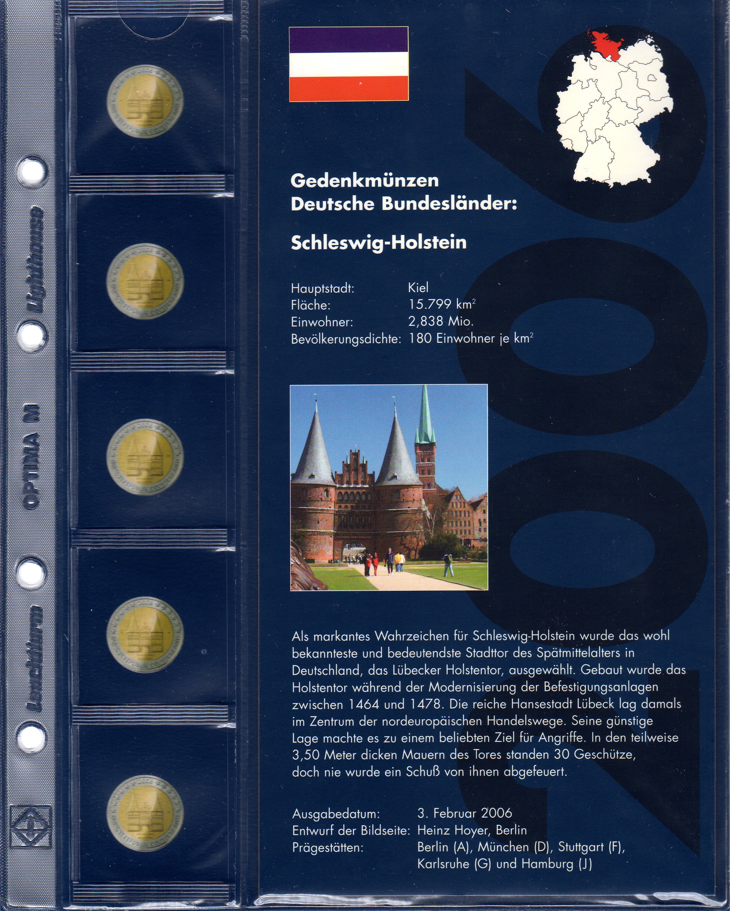 List OPTIMA na 5x 2 euro Nemecko 2006 (OPTIMAMD06S)