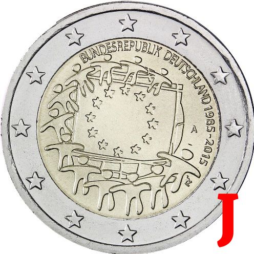 2 euro 2015 Nemecko J cc.UNC Európska vlajka